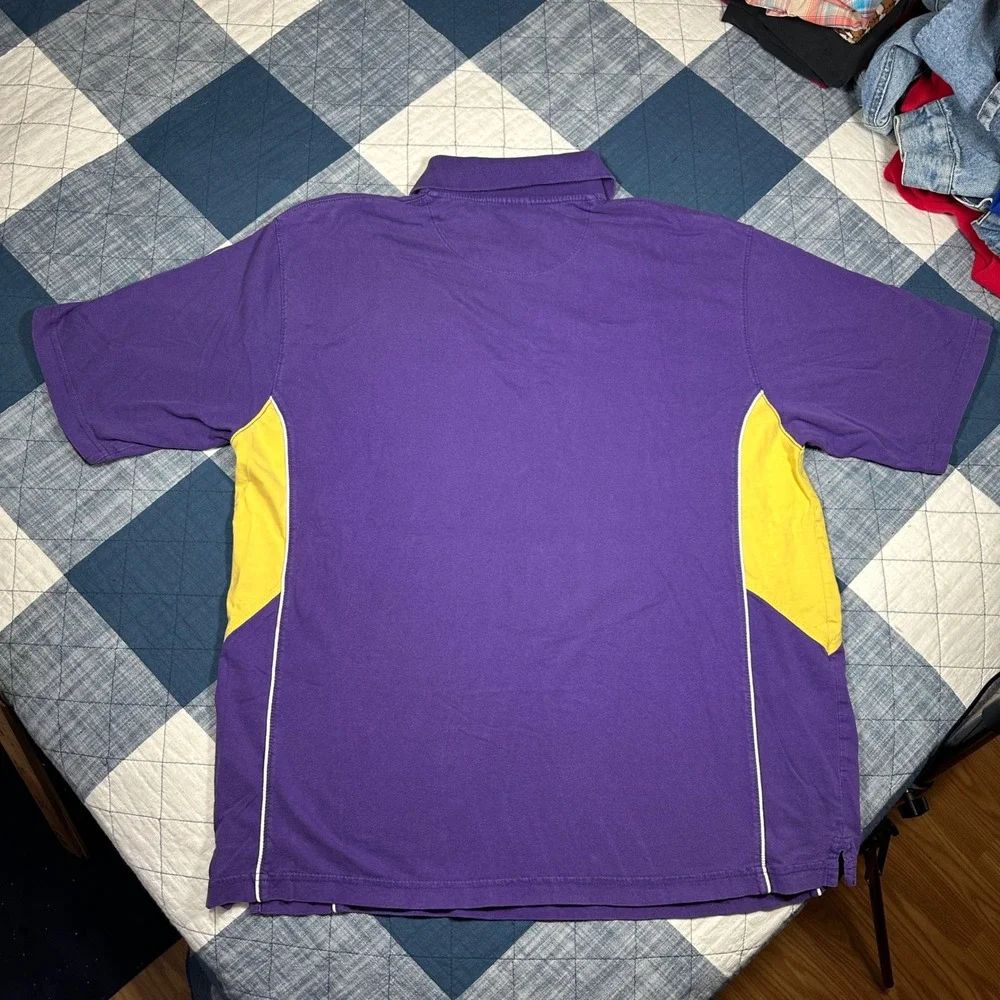 Vantage LSU Tigers Polo Shirt Mens Large Purple Yellow Colorblock NCAA Fan Gear
